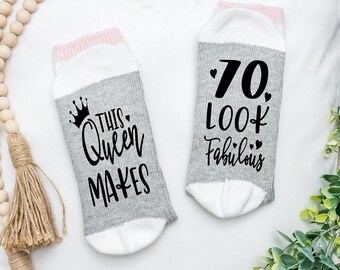 70th Birthday Gift Vintage Novelty Pink Women/’s Socks Keepsake Idea 70 Years Old