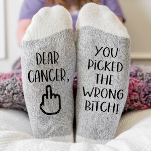 Fuck Cancer, Dear Cancer you Picked the Wrong Bitch Socks, Cancer Gift, socks for chemo, Cancer gift basket gift