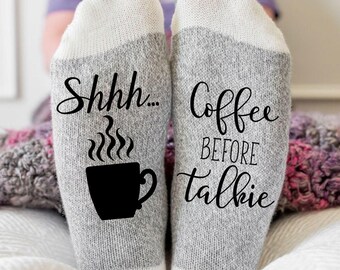 Coffee Lover Gift, Coffee before Talkie Socks, Funny gift for Coffee Drinker, Mother's Day gift, co-worker gift, Birthday gift idea