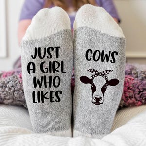 Just A Girl Who Likes Cows, Funny Socks, Heifer Socks