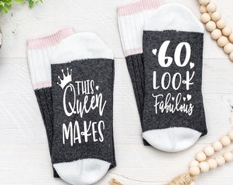 60th Birthday gift for women, 60th Birthday Socks, This Queen Makes 60 Look Fabulous, Funny 60th birthday gift