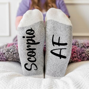 Zodiac Sign Birthday Gift, Scorpio AF Socks, gift under 20