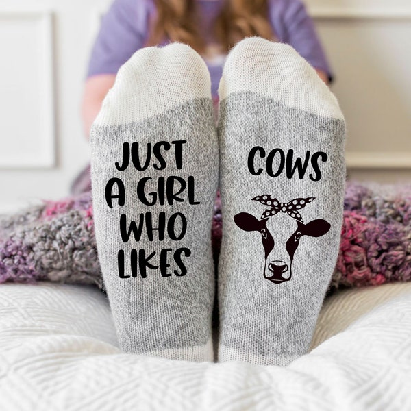 Just A Girl Who Likes Cows, Funny Socks, Heifer Socks