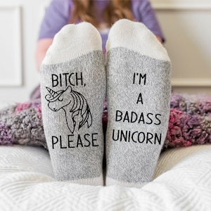 Unicorn, Socks, Funny Socks, Gift for her, Gift for Mom, Unicorn gift, birthday gift, Mother's Day Gift, Badass Unicorn, gag gift