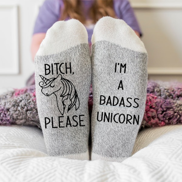 Unicorn, Socks, Funny Socks, Gift for her, Gift for Mom, Unicorn gift, birthday gift, Mother's Day Gift, Badass Unicorn, gag gift