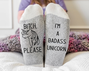 Unicorn, Socks, Funny Socks, Gift for her, Gift for Mom, Unicorn gift, birthday gift, Mother's Day Gift, Badass Unicorn, gag gift