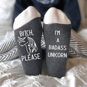 Unicorn, Socks, Funny Socks, Gift for her, Gift for Mom, Unicorn gift, birthday gift, Mother's Day Gift, Badass Unicorn, gag gift image 2