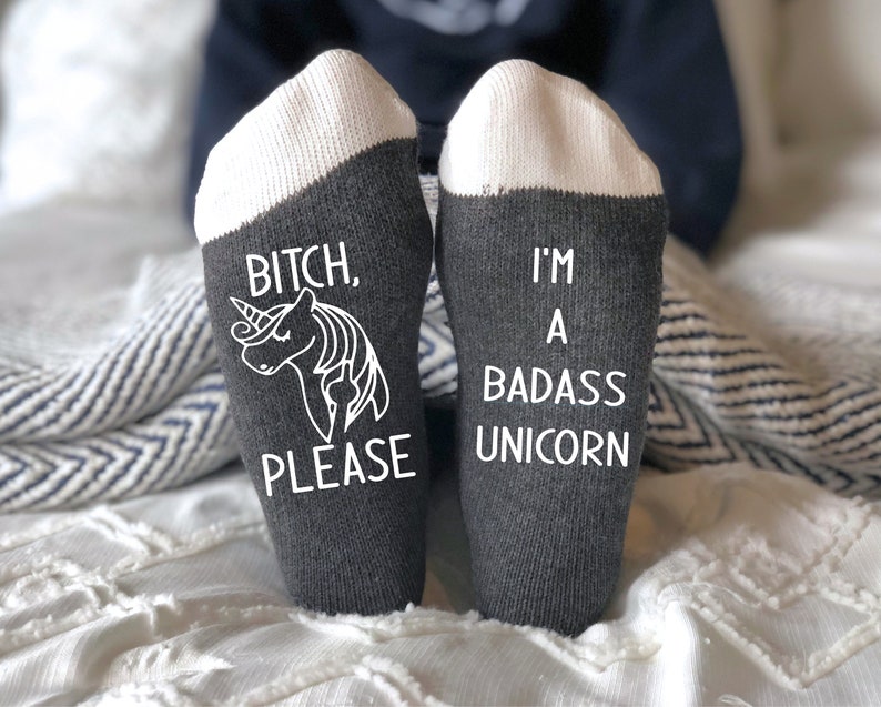 Unicorn, Socks, Funny Socks, Gift for her, Gift for Mom, Unicorn gift, birthday gift, Mother's Day Gift, Badass Unicorn, gag gift image 2