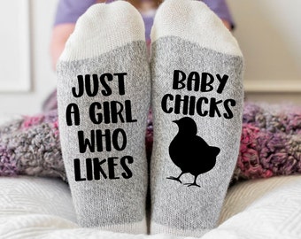 Just A Girl Who Likes BABY CHICKS, Gift for baby chick lover, baby chicks, easter Socks, farm wear, homesteader gift