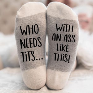 Breast Cancer Survivor gift, Mastectomy gift, Cancer Gift, socks for chemo, Cancer gift basket gift, Who Needs tits with an Ass like this image 3