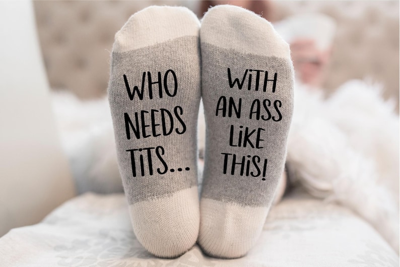 Breast Cancer Survivor gift, Mastectomy gift, Cancer Gift, socks for chemo, Cancer gift basket gift, Who Needs tits with an Ass like this image 3