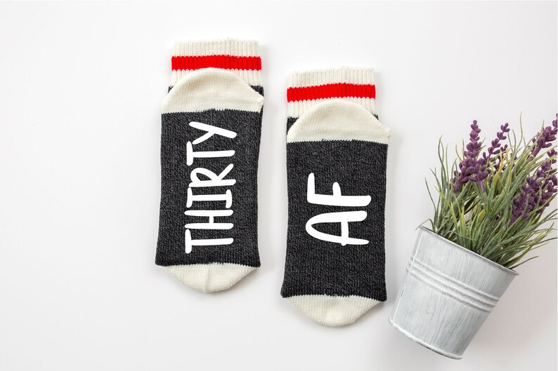 funny socks with sayings THIRTY AF 30th Birthday gift for women,men 30th birthday socks