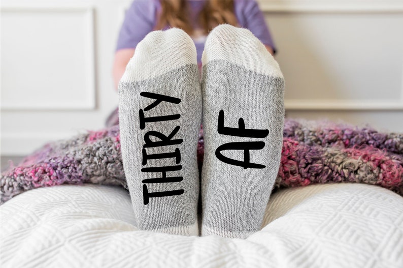 funny socks with sayings THIRTY AF 30th Birthday gift for women,men 30th birthday socks