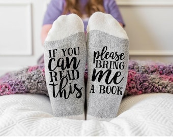 Cadeau voor boekenliefhebber, als je dit kunt lezen, breng me dan een boek mee Sokken, grappige sokken, boekenclubcadeau, leesgrage cadeau, cadeau voor moeder, Moederdag