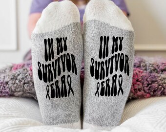In my Survivor Era Breast Cancer Awareness Socks, Cancer Care Package Gift, Cancer Survivor