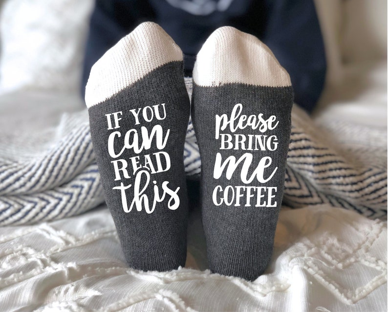 If you can read this Please bring me Coffee Socks, Funny socks, Gift for coffee lover image 2