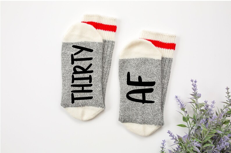 funny socks with sayings THIRTY AF 30th Birthday gift for women,men 30th birthday socks