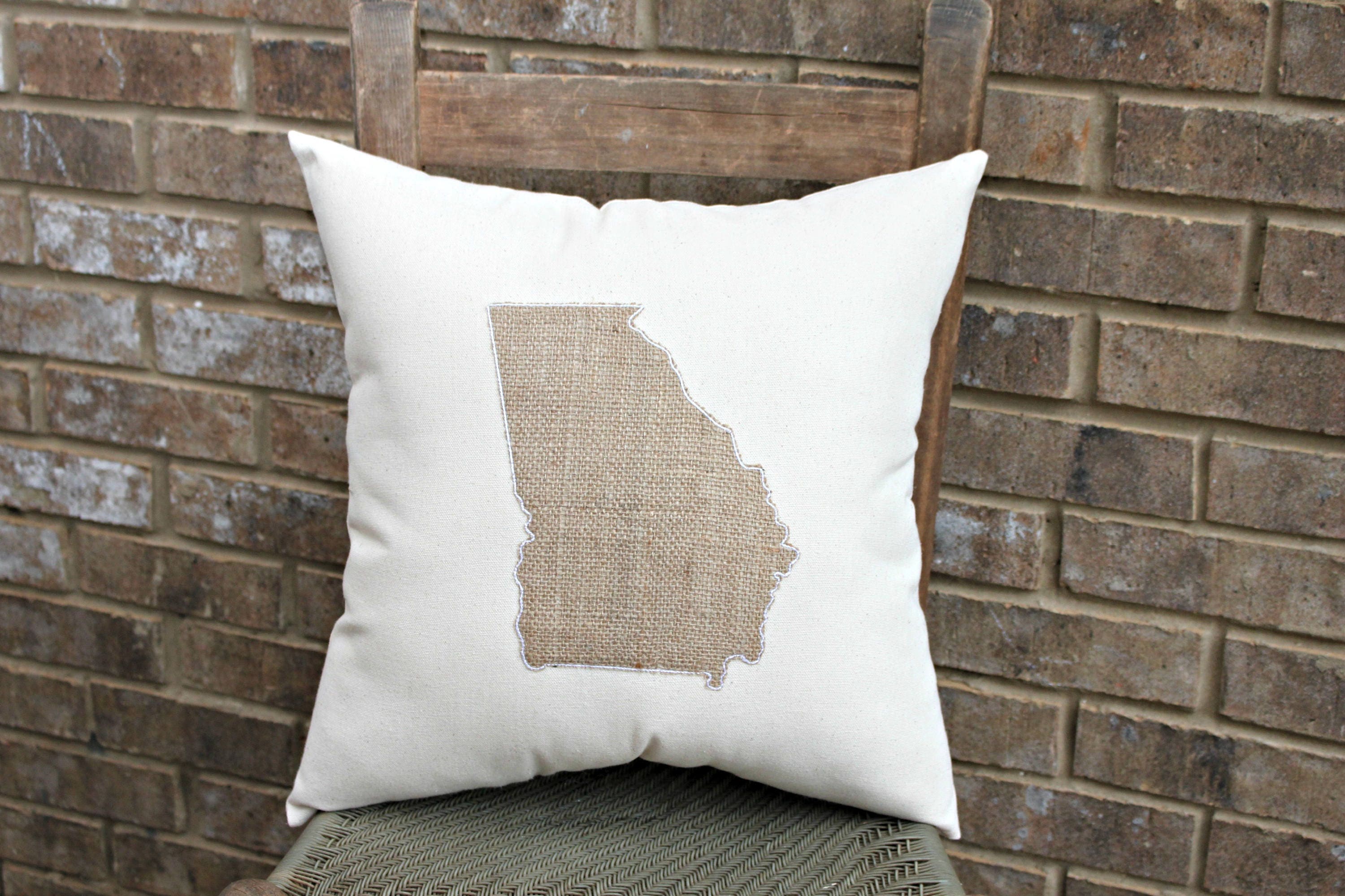 Pillow Burlap Decor State Pillow Etsy