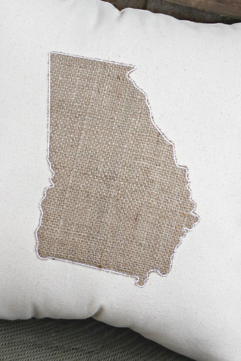 Pillow Burlap Decor State Pillow Etsy