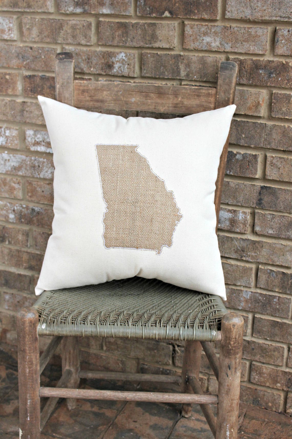 Pillow Burlap Decor State Pillow Etsy
