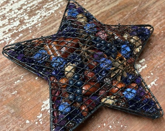 Wild Blueberry Potpourri Star - 9" Metal Mesh Star filled with Handmade Blend of Scented Botanicals