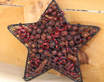 Cranberry Potpourri Star - 9" Metal Mesh Star filled with Handmade Blend of Cranberry Scented Botanicals