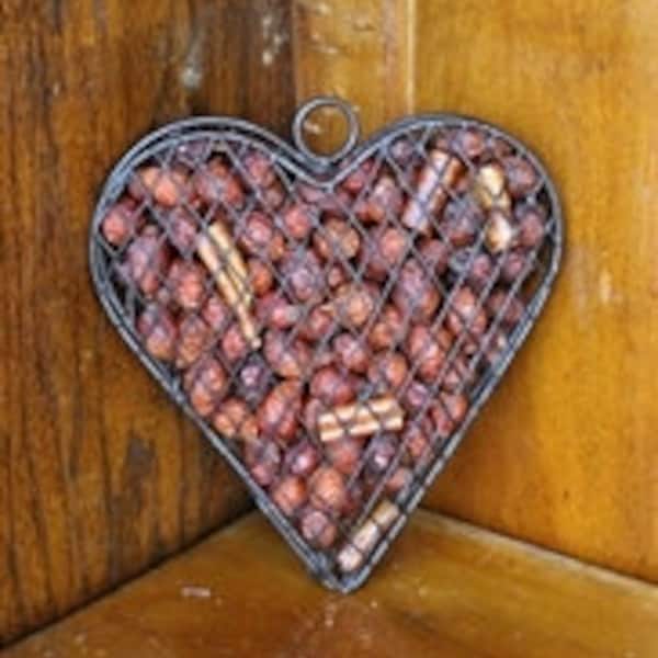Cinnamon Potpourri Heart - 6" Metal Heart filled with Warm and Spicy Handmade Scented Botanicals | Decorative Metal Hook included