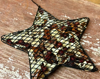 Vanilla Potpourri Star - 9" Metal Mesh Star filled with Handmade Blend of Scented Botanicals