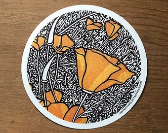 California Poppies STICKER