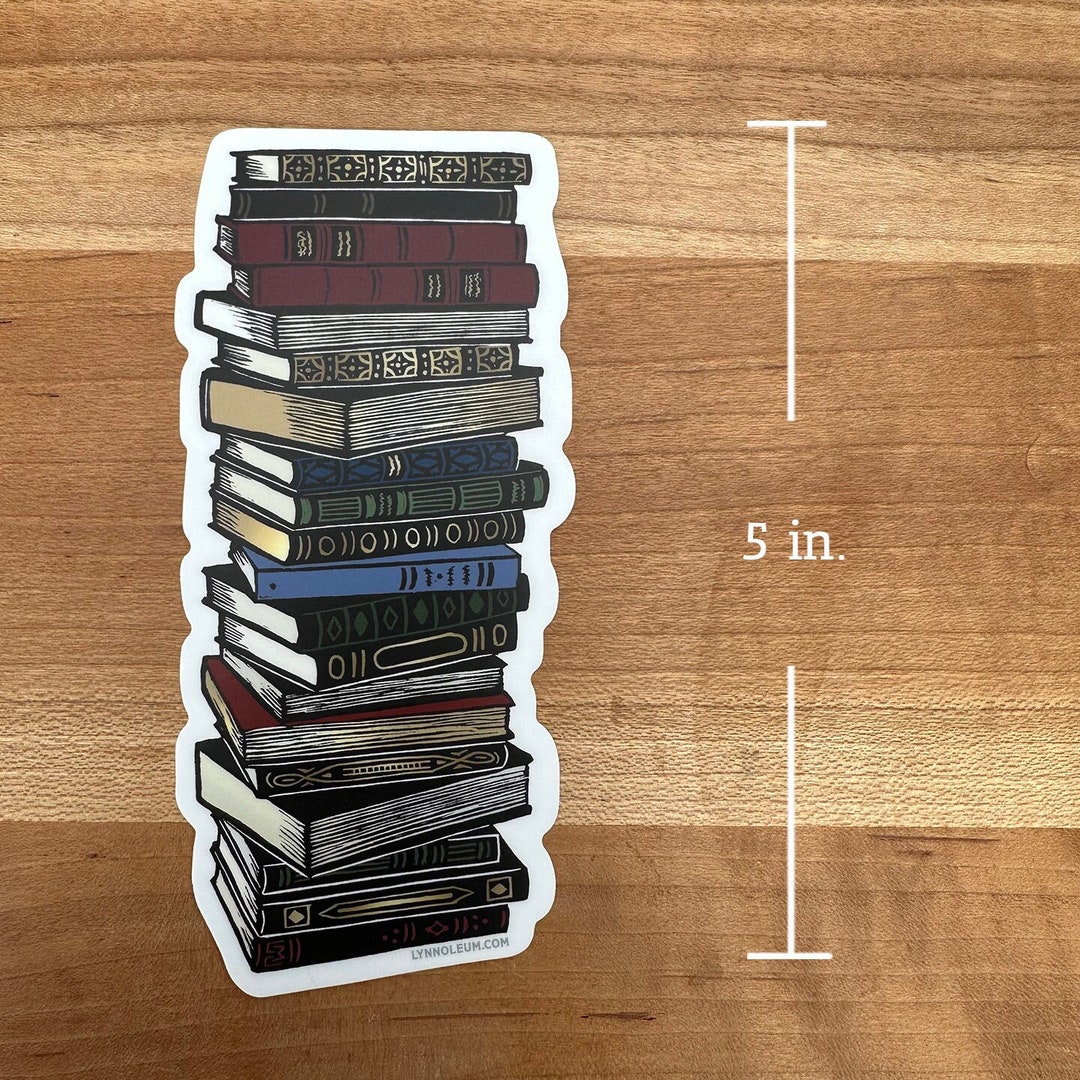 Book Stack VINYL STICKER Etsy