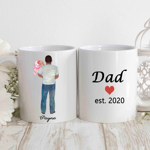 Custom Gift Coffee Cup - New Dad Avatar - Personalized Father Ceramic Coffee Mug - Gift From Wife - Customizable Gift Present Dad Stepfather