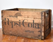 Vintage Pepsi-Cola Wooden Crate - Soft Drink Collectible - 1960s-1970s - Soda Crates - Antique Wood Boxes - quot Refreshing Satisfying quot