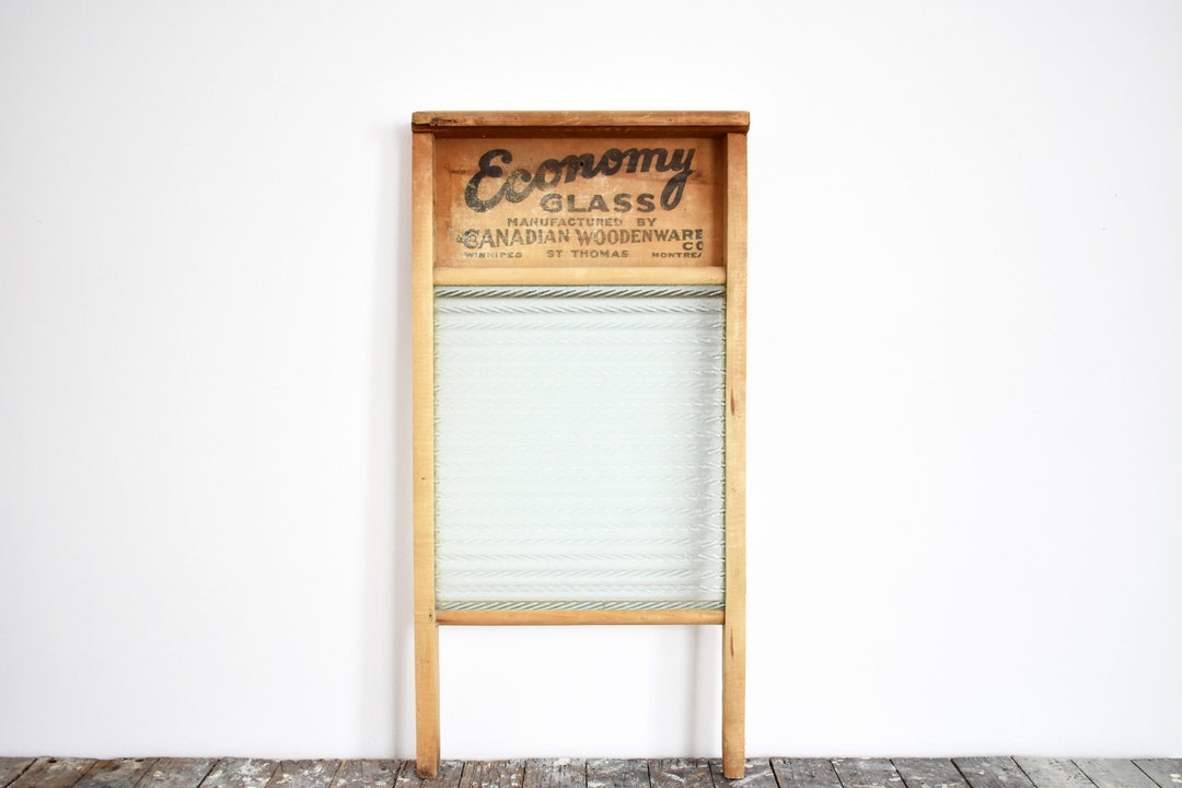 Antique Washboard ECONOMY BRAND Glass Panel Old Wash Etsy