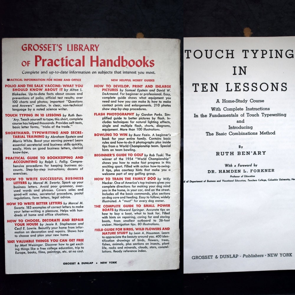 Typewriter Lesson Book Touch Typing in 10 Lessons Learning Etsy