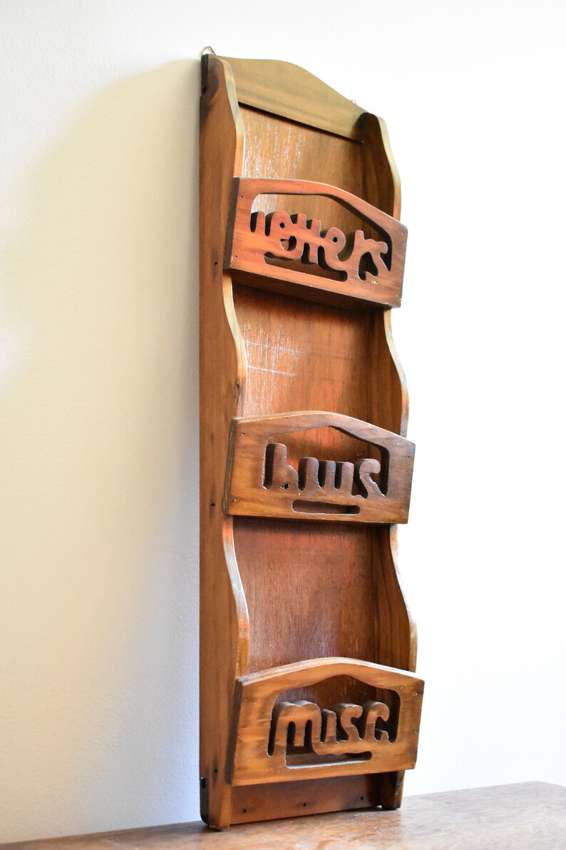 Vintage Wooden Mail Slot Holder Letters Bills & Misc. Etsy