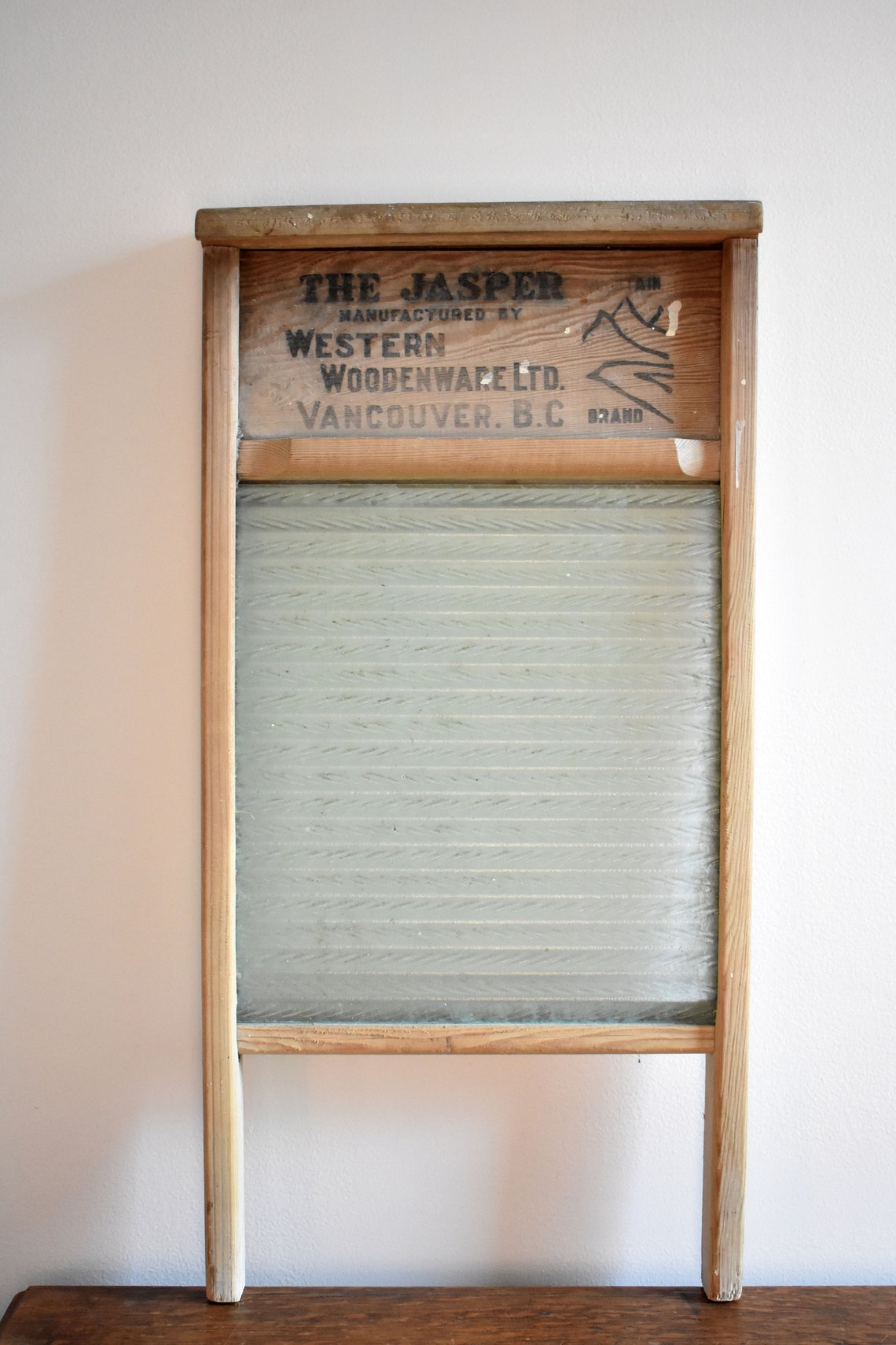 Antique Washboard JASPER BRAND Glass Panel Old Wash Etsy Canada