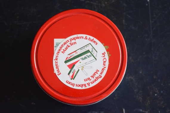 Vintage Mark Ten Tobacco Tin - 200g - Canadian Imperal Tobacco Company - MARK  TEN CIGARETTES - Metal Advertising Container - Made in Canada