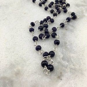 Precious Blue Sapphires Faceted Natural Genuine Rondelles Wire Wrapped w/ 925 Sterling Silver Wire Layering Necklace-September Birthstone