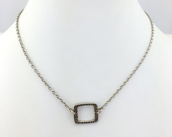 925 Sterling Silver Oxidized Organic Buckle Component Link with 925 Sterling Silver Chain - Layering Necklace