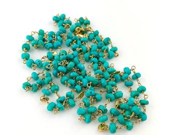 Kingman Turquoise AAA 14k Gold Filled Wire Wrapped Statement Necklace-Dec. Birthstone/11th Ann Gem
