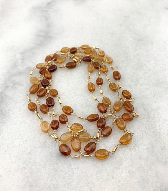 Hessonite Garnets Smooth AAA Ombre Genuine Ovals Hand Wrapped w/14k Gold Filled Wire Statement Layering Necklace/January Birthstone/2nd Ann