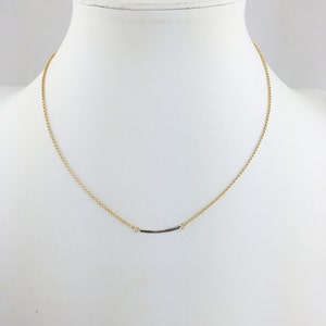 Two Tone Layering Necklace-Bar Link Component w/ Chain: 14k Rose Gold; 14k Gold; 925 Sterling Silver