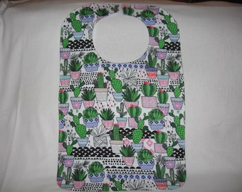 Special Needs Bib with a Southwestern Look, Reversible Flannel Bib, Purple Plaid Bib, Small Adult Bib, Unique One-of-a-Kind Bib