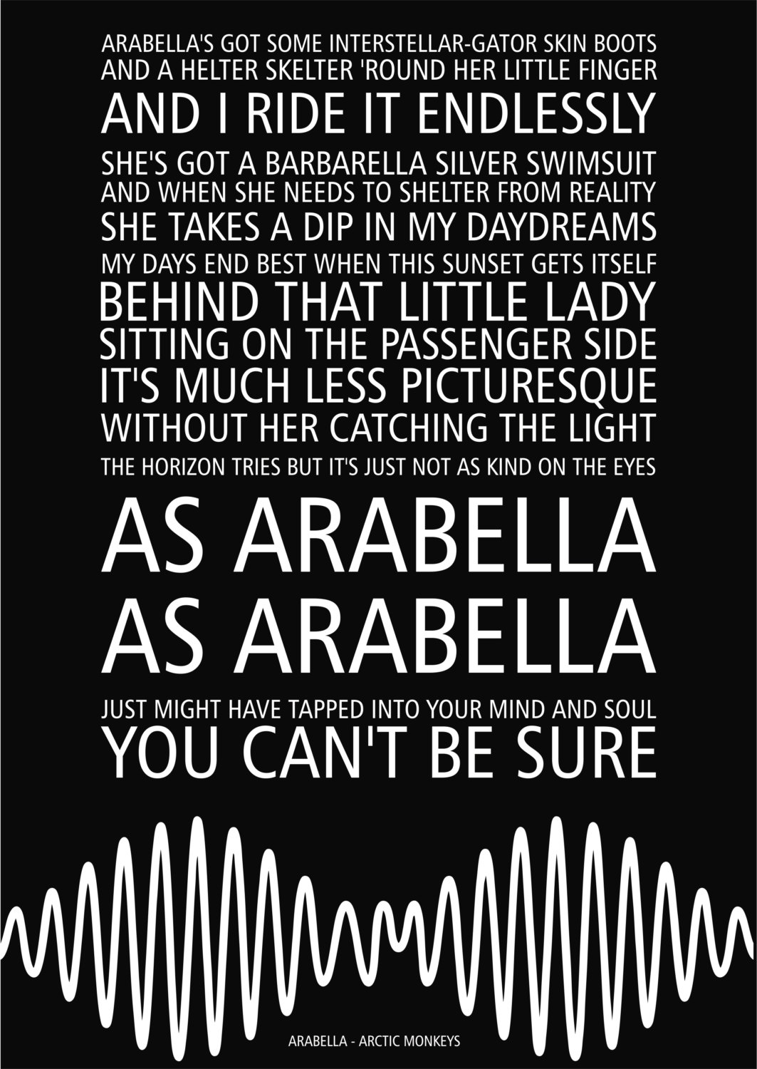 Arctic Monkeys Arabella Lyrics Poster Etsy