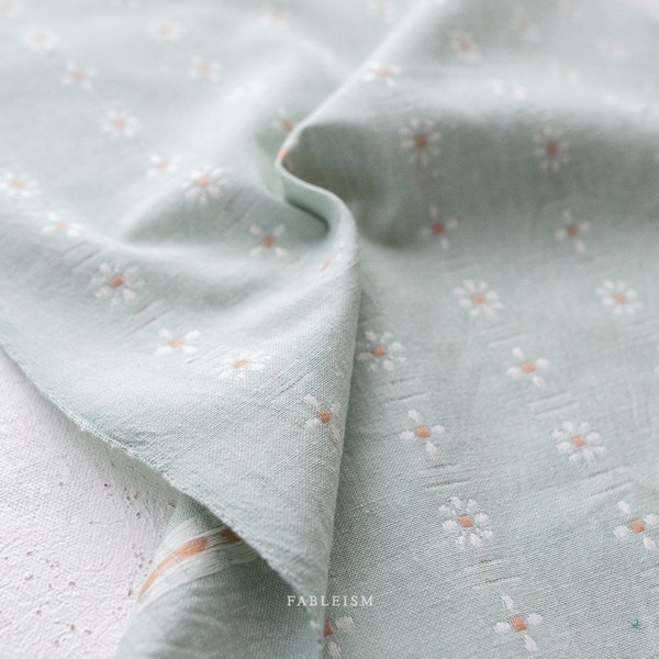 Daisies in Mint Julep FOR-DAI-14-MINTJULEP | Forest Forage by Fableism Supply Co. | Continuous Yardage | Fat Quarter | Yarn Dyed Wovens