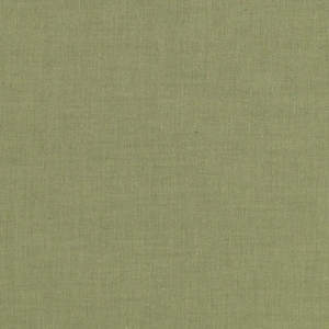 May include: Close-up of a solid olive green fabric. The textile has a subtle woven texture, with a slightly uneven color distribution. The fabric appears to be a medium weight, suitable for various sewing projects.