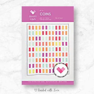 Edredón de monedas de Quilty Love / Patrón de papel impreso / Patrón de edredón moderno / Patrón para principiantes / Patrón de edredón apto para cuartos gordos