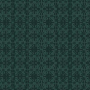 May include: Dark teal geometric pattern with repeating shapes, including squares, rectangles, and cross-like designs. The pattern has a hand-drawn aesthetic, creating a textured, artistic look. The design is suitable for fabric, wallpaper, or other decorative applications.