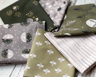 Camp Creek by Ash Cascade | 6 Prints  | Cotton + Steel | Fat Quarter Bundle | Green Quilting Bundle