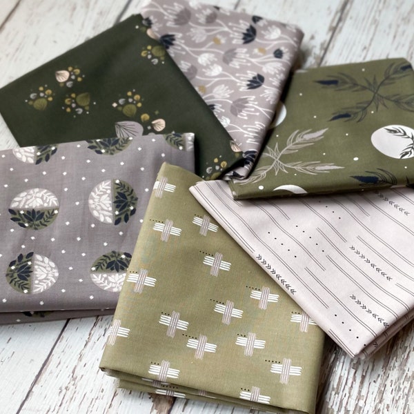 Camp Creek by Ash Cascade | 6 Prints  | Cotton + Steel | Fat Quarter Bundle | Green Quilting Bundle